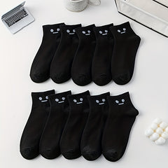 10 Pairs Cartoon Print Crew Socks Women's Stockings