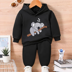 Kids Cartoon Print Outfit Baby Sweatshirt Trousers Set