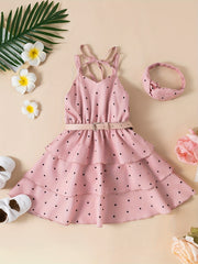 Polka Dot Print Layered Cami Dress