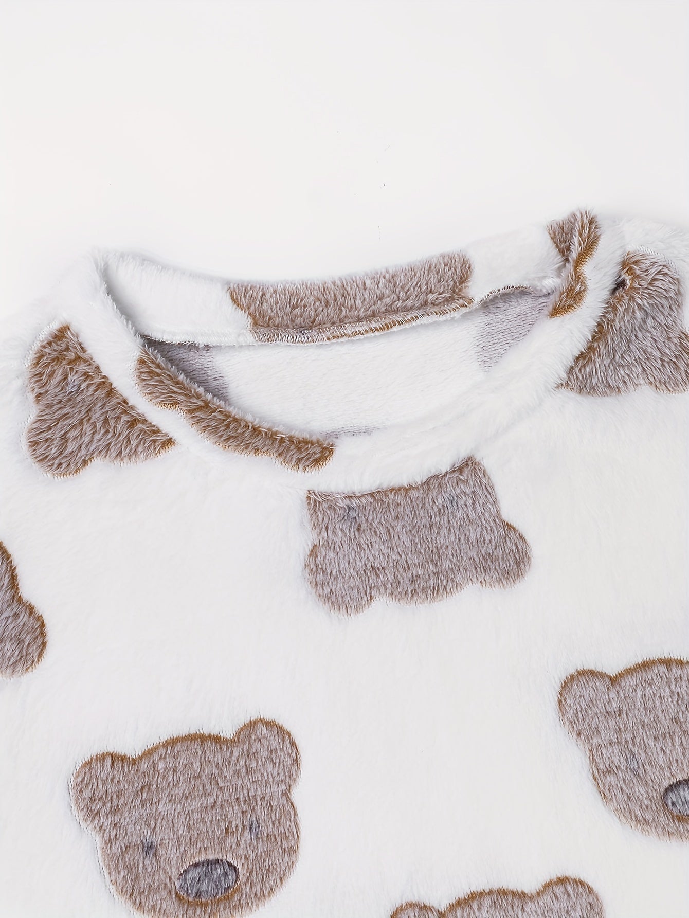 Bear Print Flannel Lounge Set - Warm Pajamas