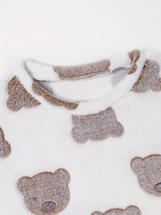 Bear Print Flannel Lounge Set - Warm Pajamas