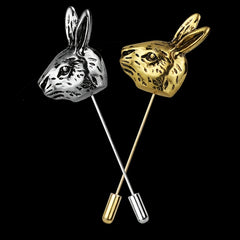 Vintage Men's Suit Plug-in Brooch Deer Lion Rabbit Sun Moon Long Needle