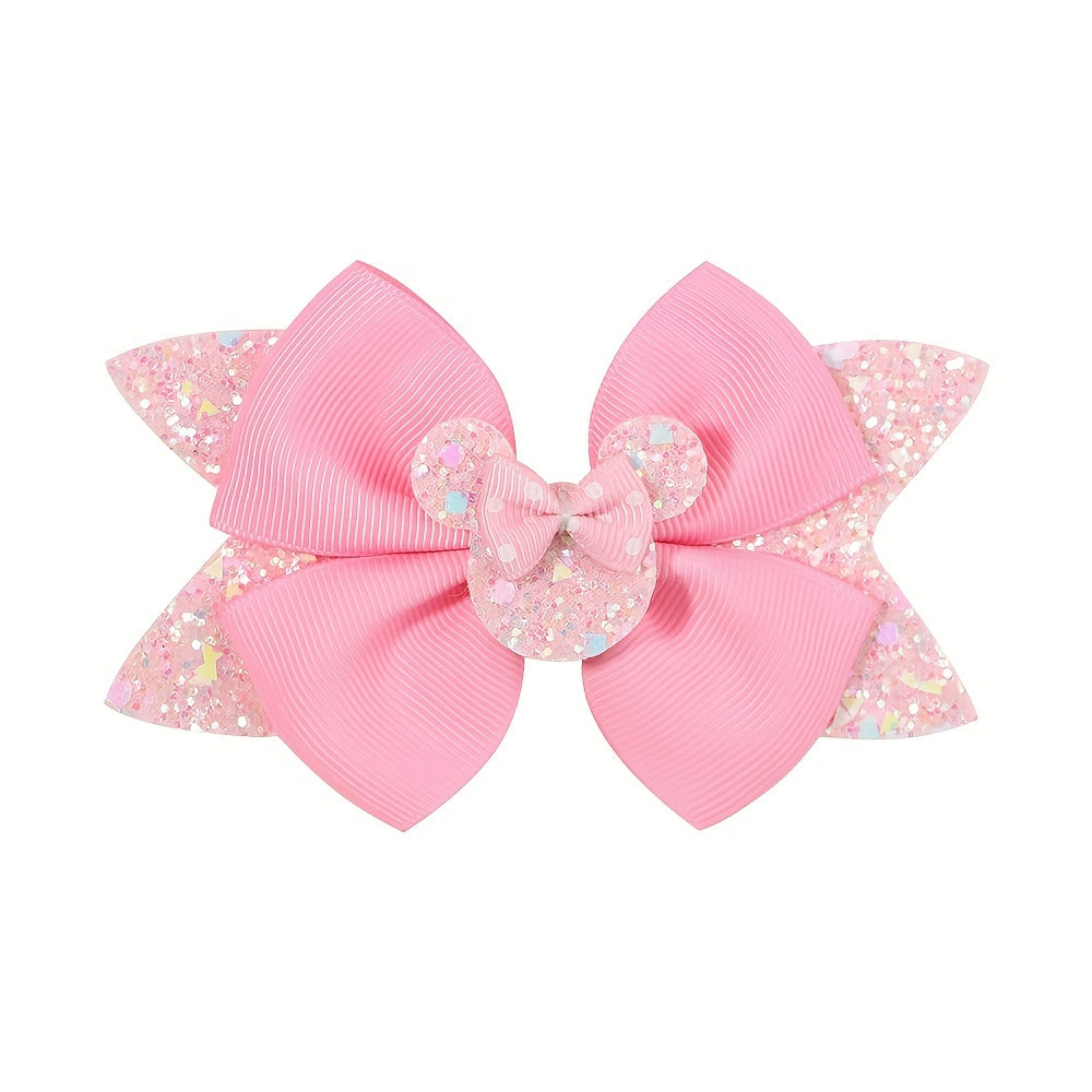 Cartoon Mouse Ear Bow Hair Clips for Holiday Party Girls Gift