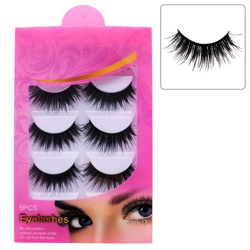 5 Pairs Double Layer Natural 3D Faux Mink False Eyelashes
