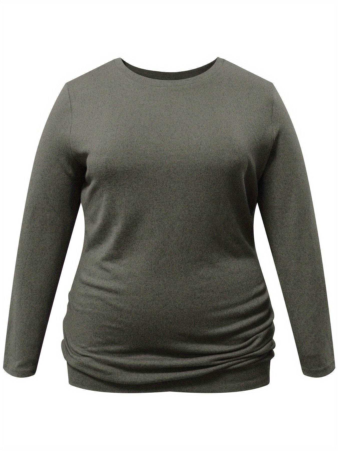 Solid Button Decor Long Sleeve Knit Top