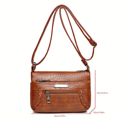 Vintage Croc Embossed Shoulder Bag for Women