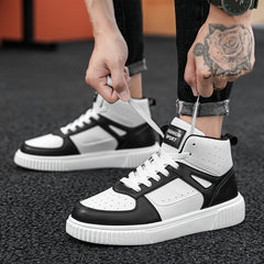 Men's High Top Street Style Skate Shoes Non Slip Lace Up Sneakers
