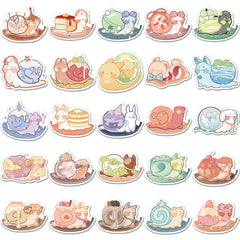 50pcs Adorable Dessert Snail Waterproof Stickers for Decorating