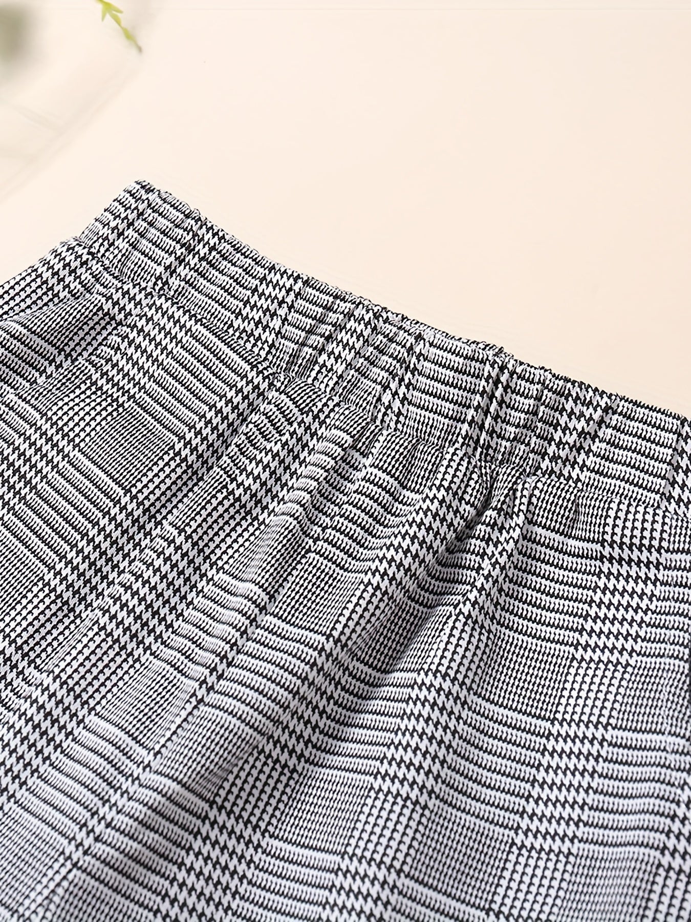 Girls Plaid Print Casual Pants Trousers Elastic Waist Ankle Length