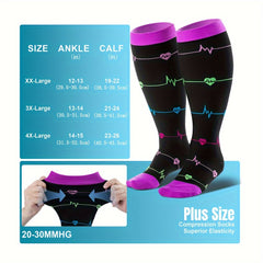 3 Pairs Plus Size Compression Socks Wide Calf For Women & Men