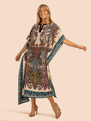 Boho Cover Up Paisley Print Maxi Cover Up