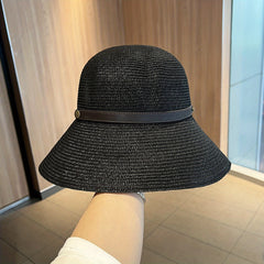 Foldable Straw Sun Hat Wide Brim UV Protection Bucket Hat for Women