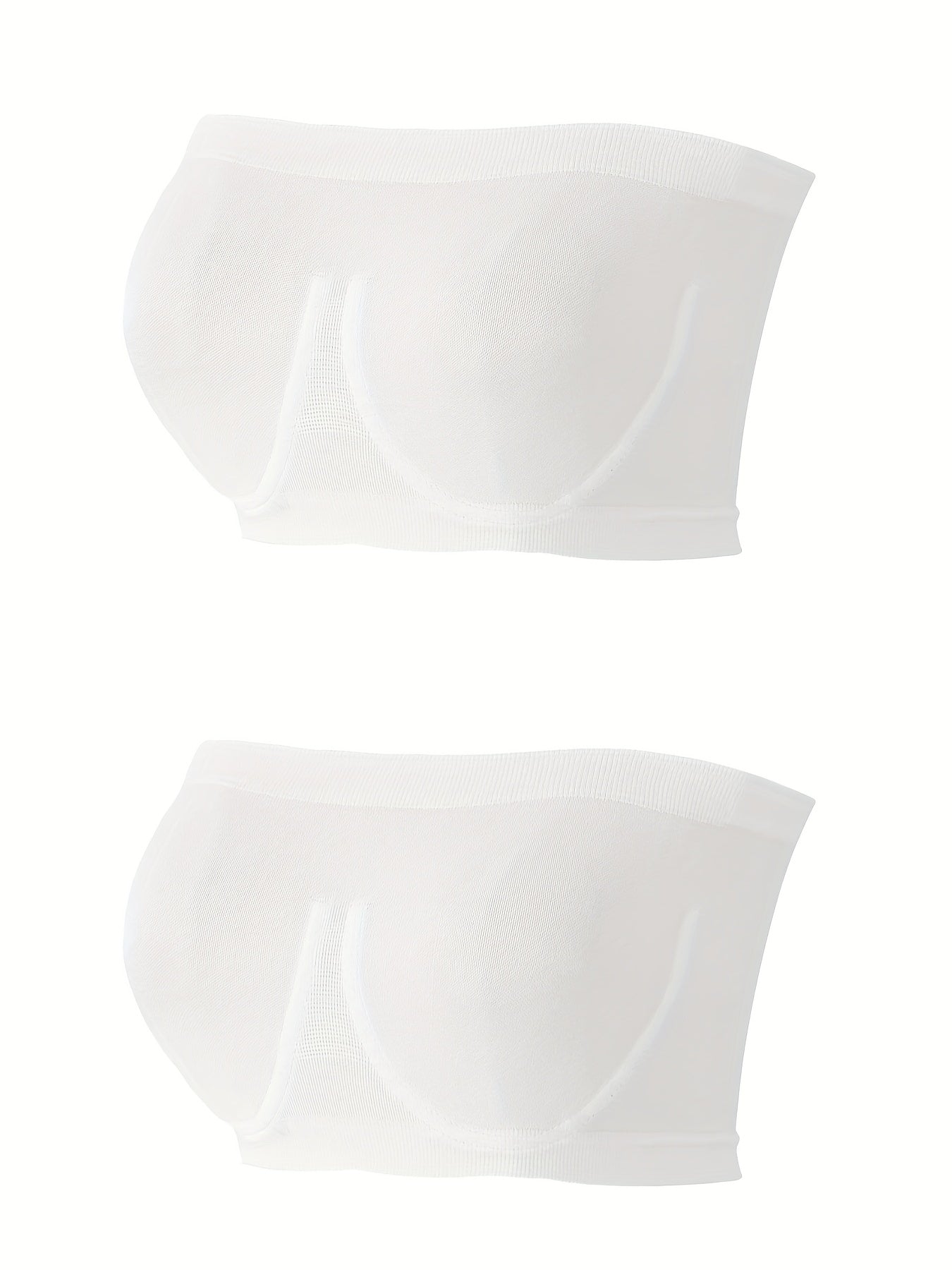 2pcs Seamless Bandeau Bras Soft Strapless Stretch Everyday Bra Women's Lingerie