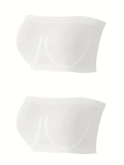 2pcs Seamless Bandeau Bras Soft Strapless Stretch Everyday Bra Women's Lingerie