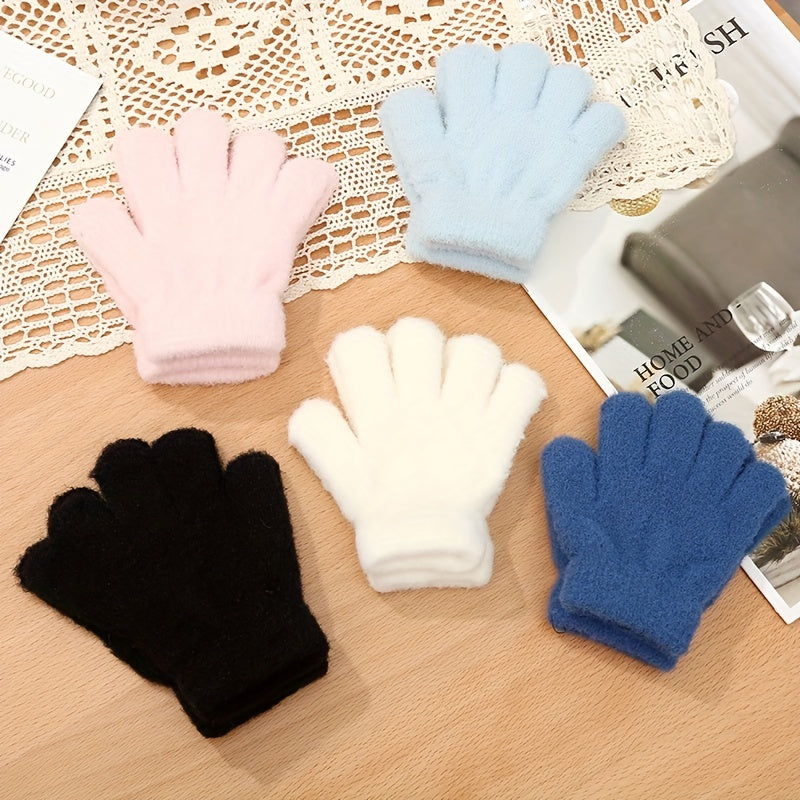 Warm Knitted Children's Gloves for Autumn/Winter