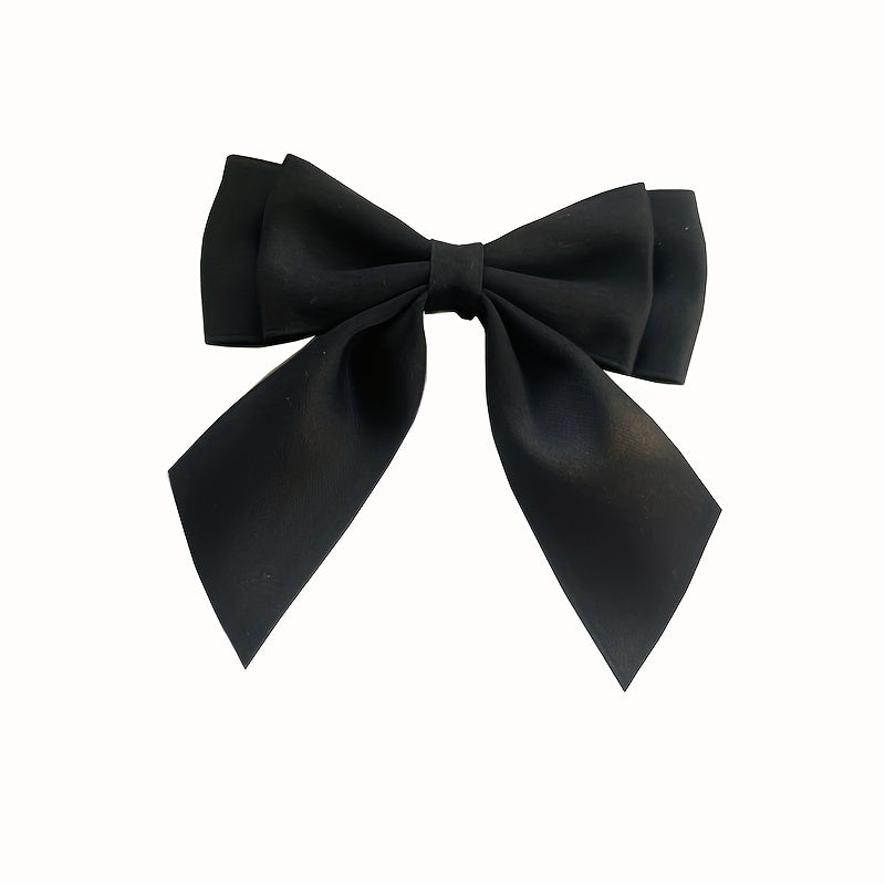 Satin Double Layer Bow Tie Solid Necktie Women's Dress Up Accessories