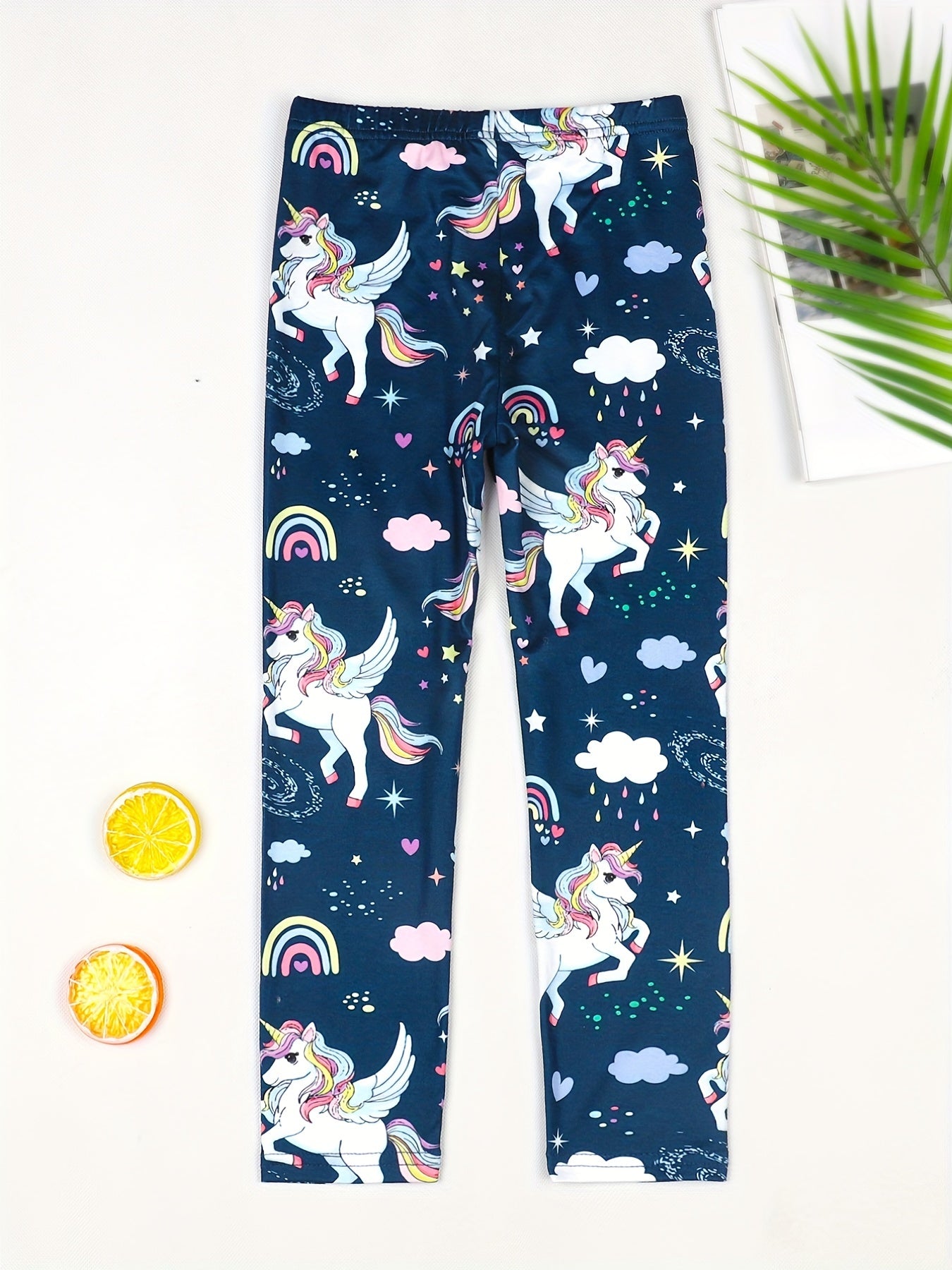 Toddler Girls Unicorn & Rainbow Legging Pants Stretchy Slim Fit