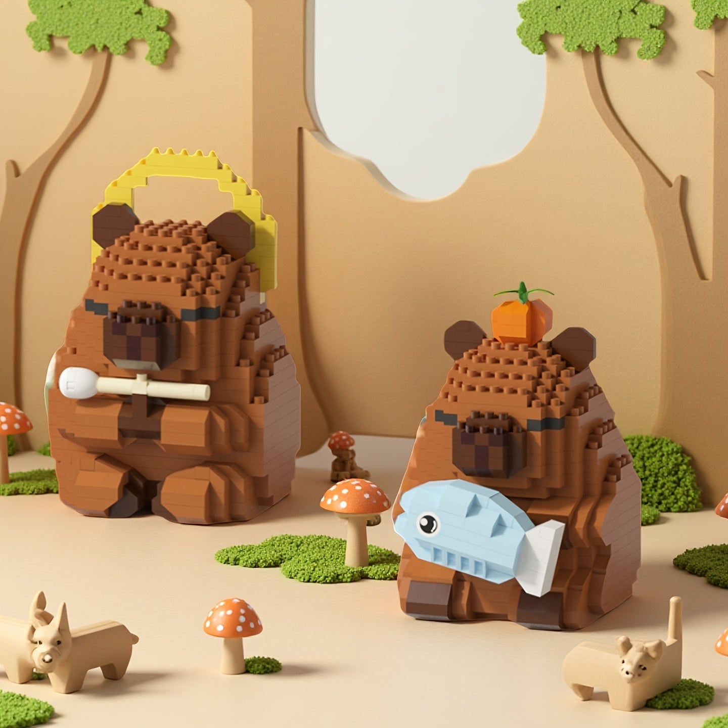 Capybara Shaped Building Block Dolls for Home and Office Decor