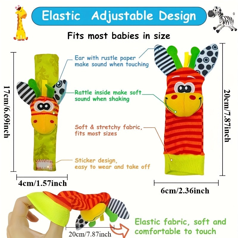Baby Wrist Bell Socks and Foot Set Bell Toys Cartoon Animal Wrist Bells