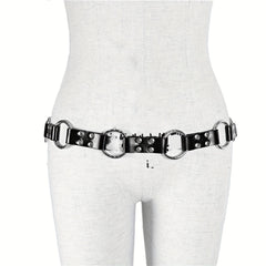 Gothic Rivet PU Belt Punk Ring Hollow Out Waistband Adjustable Body Harness