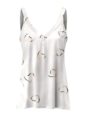 Graphic Sleeveless V Neck Tank Tops Women's Clothing