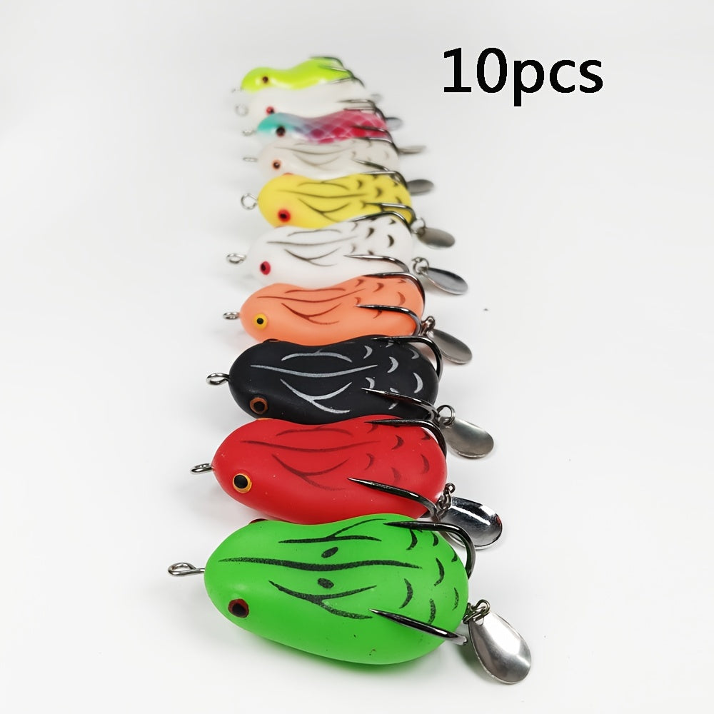 10pcs Bionic Soft Frog w/ Blade 8-14g Silicone Soft Bait Sea Fishing Tackle