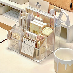 Transparent Desktop Pen Holder Storage Box for Students