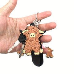 Cow Keychain Cartoon Animal Charm for Keys Backpacks Purses