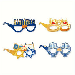 8pcs Hanukkah Paper Glasses Party Photo Props