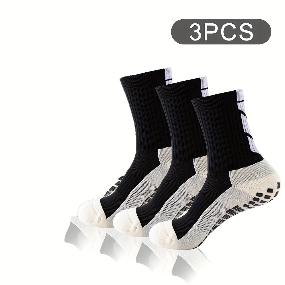 Men's Non Slip Grip Mid-Calf Football Sports Socks