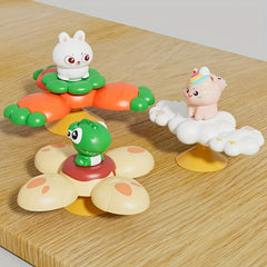 Colorful Suction Cup Spinner Toy Cartoon Animal Rotating Suction Cup Toy Green D
