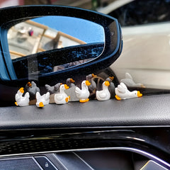 6pcs Resin Chubby Duck Car Decorations Mixed Colors Desktop Dashboard