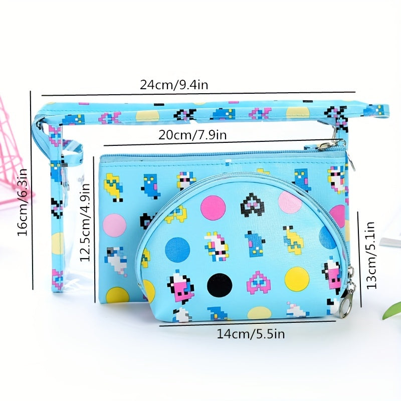 3 Pcs Travel Storage Pouch Zipper Makeup Bag Cosmetic Lipstick Bags