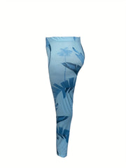 Women's Plus Tropical Print Crop Tank Top & Leggings Outfits 2 Piece Set