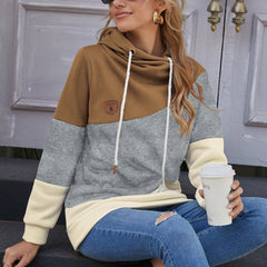 Camo Print Block Hoodies with Drawstring
