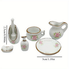 Dollhouse Bathroom Furniture Ceramic Decor Toy Micro Scene Building
