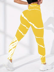 Tie Dye Striped High Waist Yoga Pants Slimming Tight Peach Hip Leggings