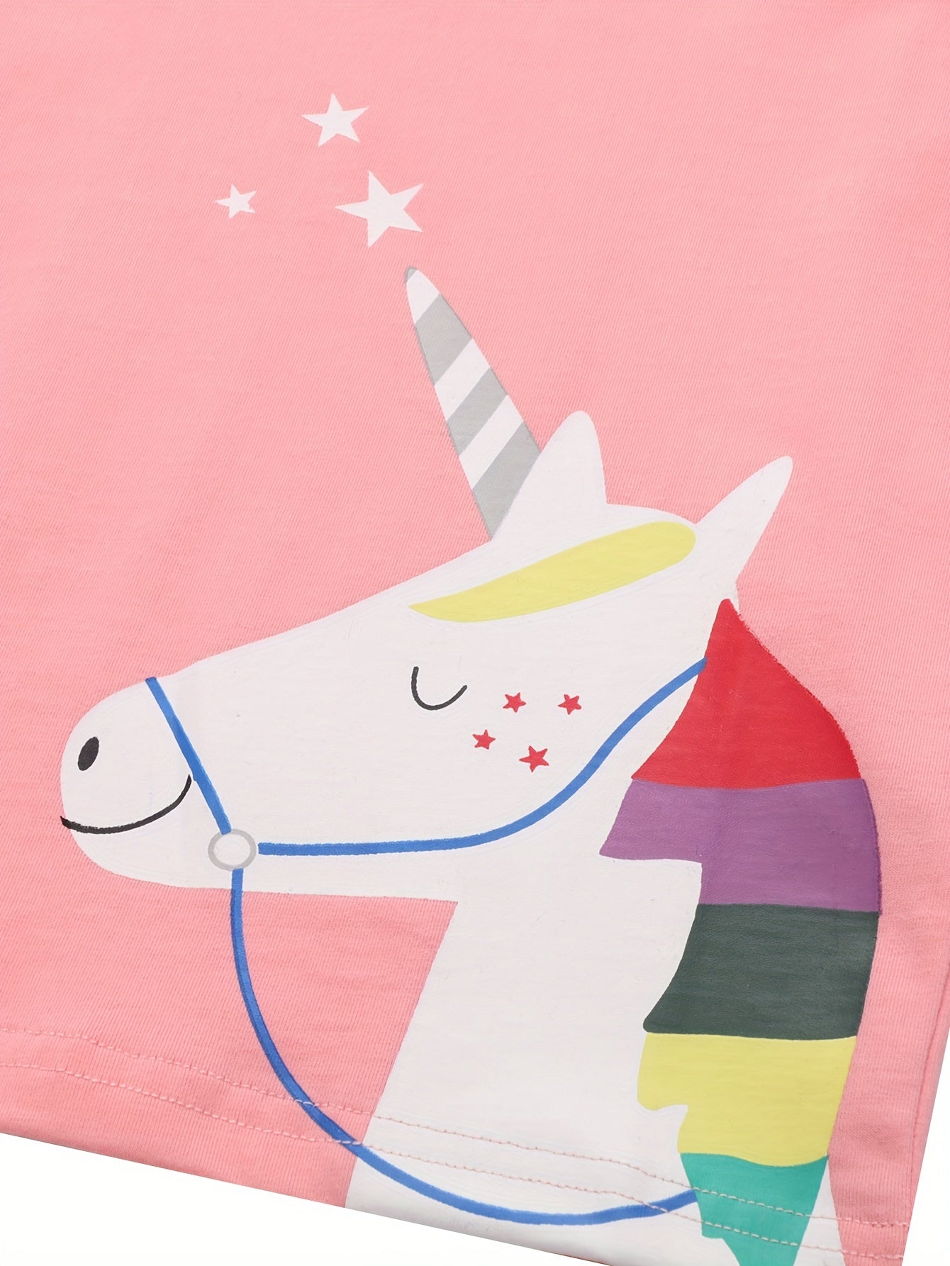 100% Cotton Unicorn Graphic Short Sleeve T-shirt for Girls