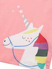 100% Cotton Unicorn Graphic Short Sleeve T-shirt for Girls