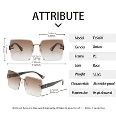 Multicolor Large Frame Women's Sunglasses Frameless Sunscreen With Case