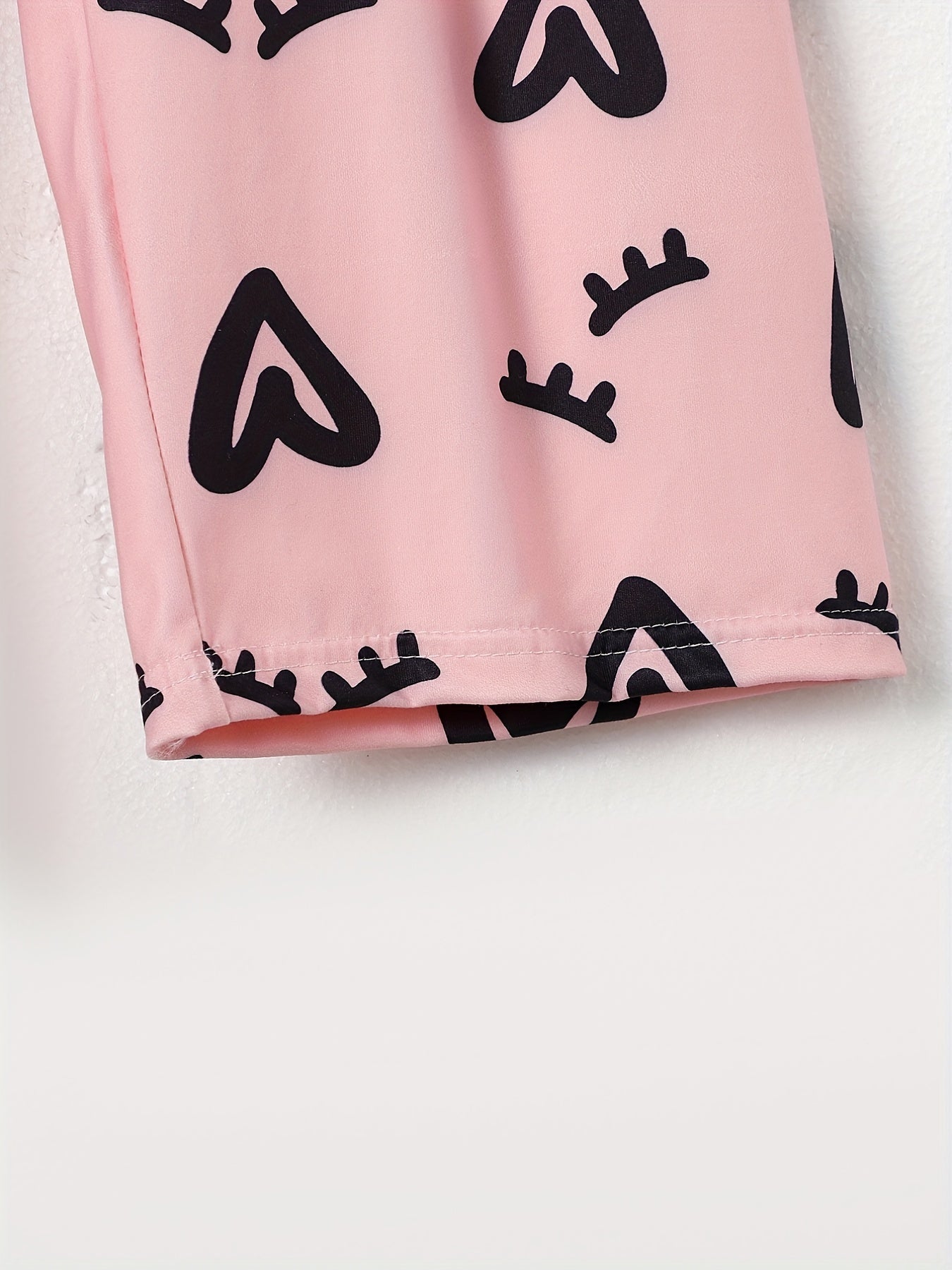 Heart Print Sleep Bottom Elastic Waistband Long Pants
