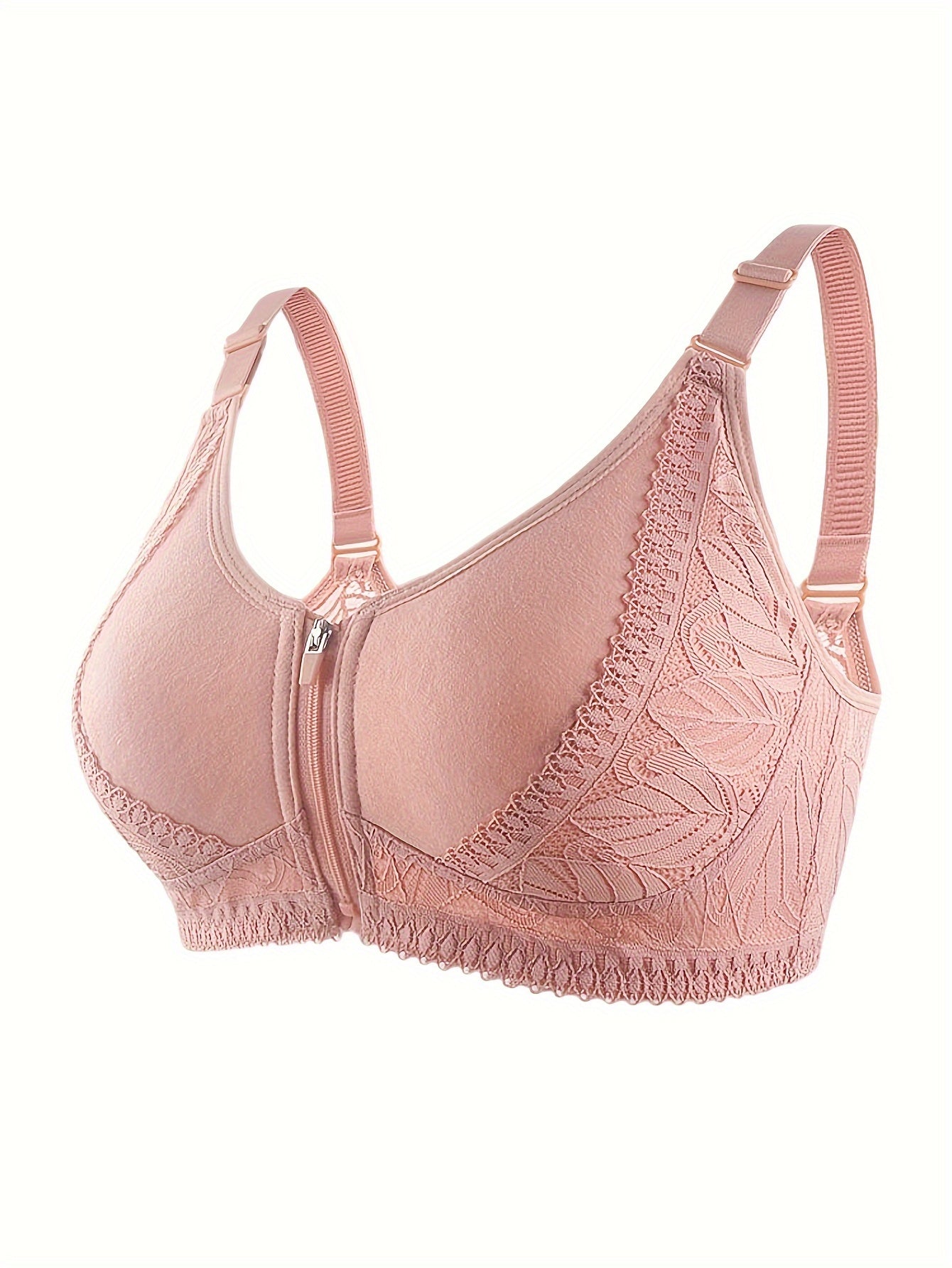 Plus Size Bra Women's Plus Zipper Front Wireless Beauty Back Bralette