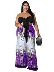 Knot Front Graphic Strapless Top & Pants Set