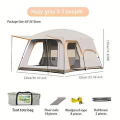 Large Waterproof Tent for 3-5 People with Bedroom, Living Room