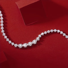 Moissanite Tennis Necklace Silvery Clavicle Chain Jewelry