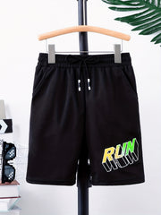 Boys RUN Letter Print Quick-drying Shorts for Summer