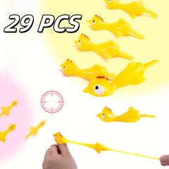 29pcs Flying Chicken Slingshot Flicking Rubber Chickens Adult Party Favors