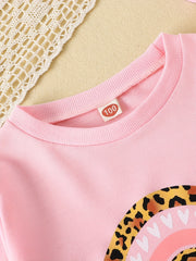 Girl's Rainbow Print Sweatshirt Long Sleeve Crewneck Pullover Tops