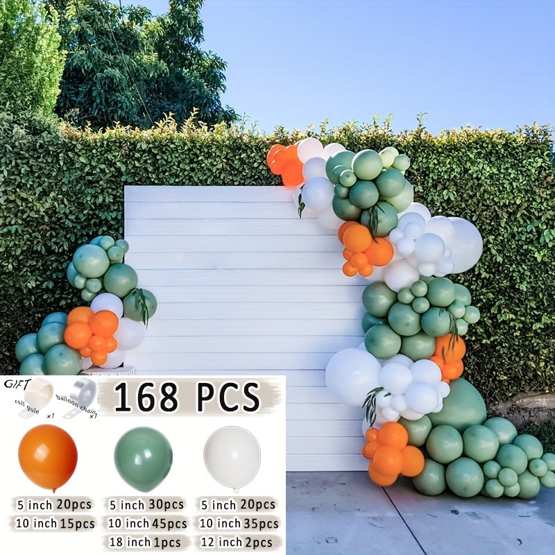 168pcs Avocado Balloon Garland Set Orange Latex Thick Balloon Arch Kit