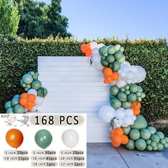 168pcs Avocado Balloon Garland Set Orange Latex Thick Balloon Arch Kit